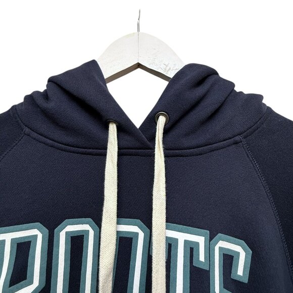 ROOTS Hoodie Large Navy Blue Graphic Roots Athletics Womens Cropped Pullover - Picture 5 of 9